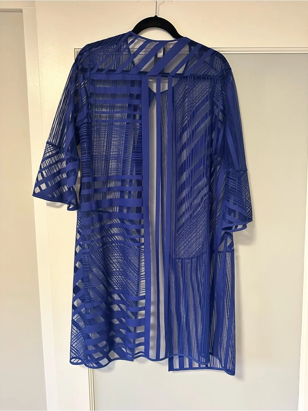 Chico's Royal Blue Sheer Striped Swim Coverup
